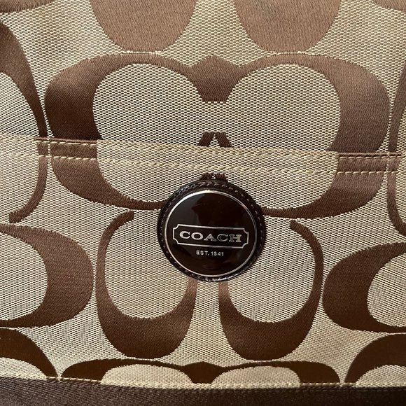 Coach F19202 Signature,  Brown & Tan Monogram Canvas Large Diaper Bag / Tote - Picture 8 of 13
